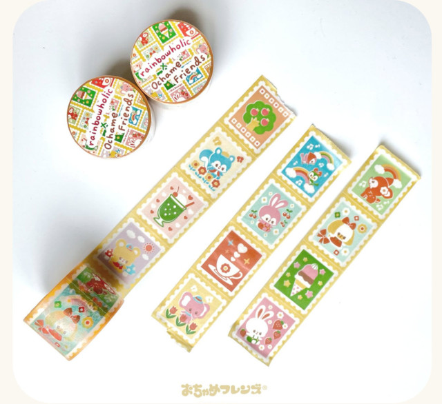 おちゃめフレンズ　切手風マスキングテープ　レインボーホリック rainbowholic